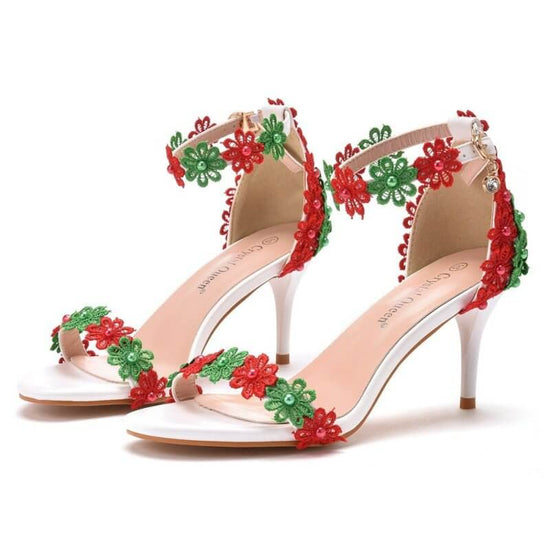 Beaded Large And Small Size Summer Sandals $59.50 Dana Fashion Color: Red And Green Color Matching Size: 34 Women's shoes Product information: Color: white, blue and white color matching, yellow and white mixed color, pink and white, red and green color m