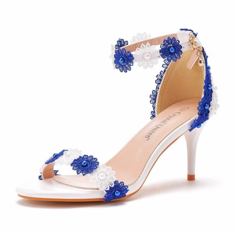 Beaded Large And Small Size Summer Sandals $59.50 Dana Fashion Color: Blue And White Color Matching Size: 34 Women's shoes Product information: Color: white, blue and white color matching, yellow and white mixed color, pink and white, red and green color