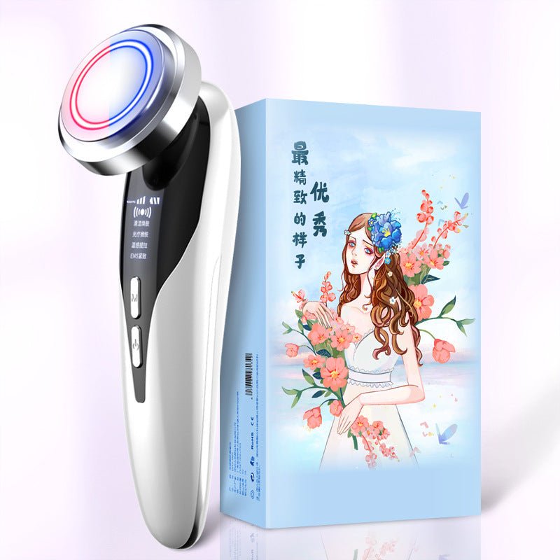 Beauty face washing instrument $98.00 Dana Fashion Color: White luxury Beauty Tools Model: upgraded import instrument Function: import and export warm and hot vibration massage negative ion ultrasonic positive ion color light Material: plastic and alloy P
