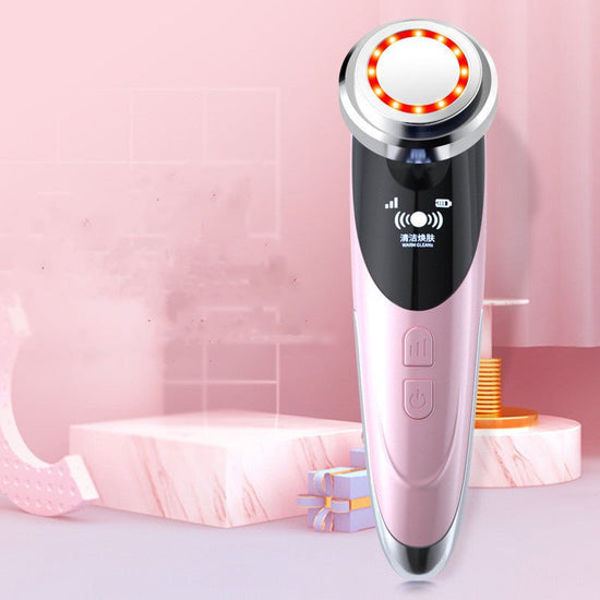 Beauty face washing instrument $98.00 Dana Fashion Color: Macarone Deluxe Beauty Tools Model: upgraded import instrument Function: import and export warm and hot vibration massage negative ion ultrasonic positive ion color light Material: plastic and allo