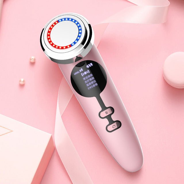 Beauty face washing instrument $98.00 Dana Fashion Color: Classic style Beauty Tools Model: upgraded import instrument Function: import and export warm and hot vibration massage negative ion ultrasonic positive ion color light Material: plastic and alloy