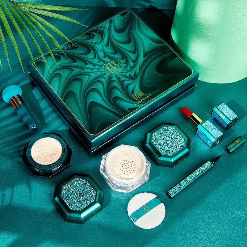Beauty Set Cushion BB Cream Lipstick Eyeliner $83.86 Dana Fashion Color: Green makeup Product description Skin Type: General Efficacy: moisturizing, concealer, modification Specifications: normal specifications Number of colors: monochrome Color: green Pa