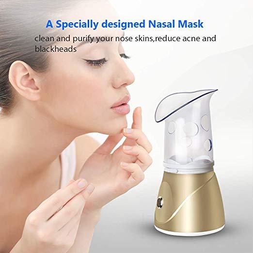 Beauty steaming face instrument $48.08 Dana Fashion Color: Gold Model: EU Beauty Tools Multifunctional steamed face beauty instrument Material description: ABS, silicone Net weight: 16.5kg / 15kg Function introduction: 1. Steamed face silicone cover and s