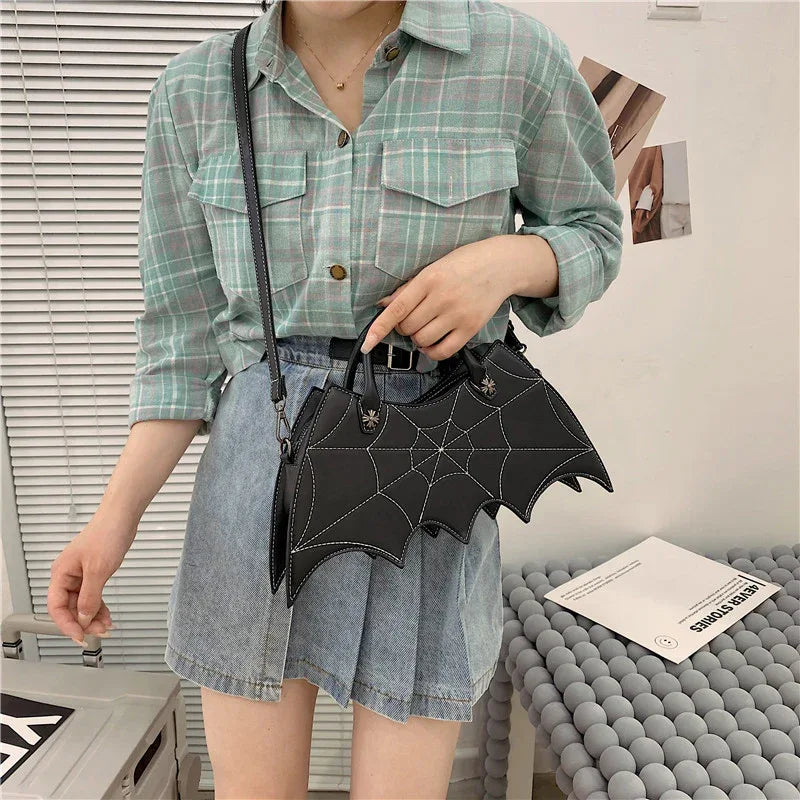 Halloween Spider Web Shape Shoulder Bags Personality Batgirl Tide Pu Handbags Fashoin Messenger Crossbody Bag - DanaFashionstore