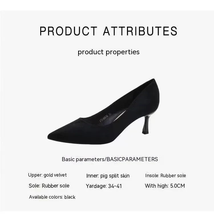 New Women's Shoes Workplace Work Shoes Black High Heels - DanaFashionstore