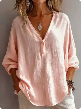 Fashion Long-sleeved Lapel Pullover Shirt Casual Loose Solid Color T-shirt Tops Women's Clothing - DanaFashionstore