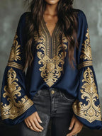 Ethnic Style Retro Embroidered Loose Long-sleeved Shirt - DanaFashionstore