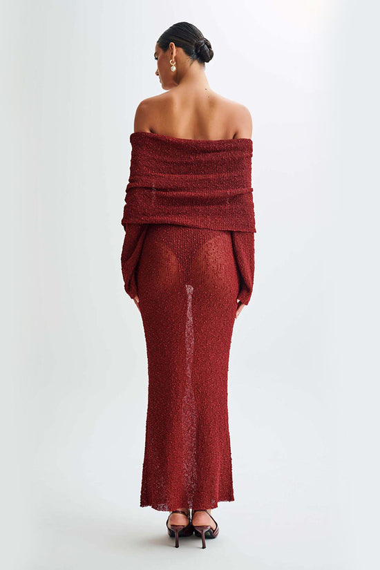 New One-shoulder Knitted Long-sleeved Dress Sexy Beach Holiday Long Dresses Womens Clothing