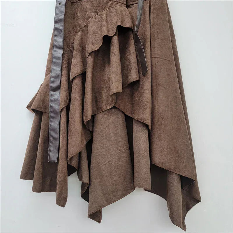 Personalized Hot Girl Style Irregular Deerskin Velvet Skirt - DanaFashionstore