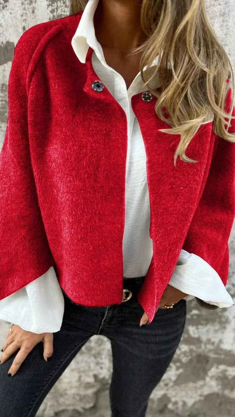Women's Batwing Sleeve Cardigan Ins Fashion Cropped Jacket Tops Autumn And Winter Loose Short Cashmere Coat - DanaFashionstore
