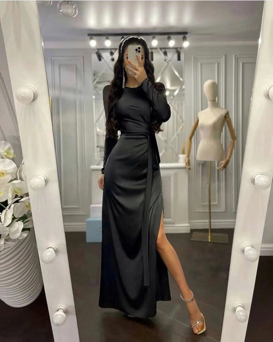 Elegant Waist-Fitting Irregular Hem Dress - Asymmetric Party Dress