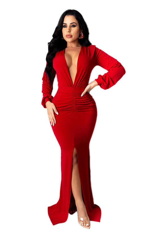 Women's Large V-neck Slim-fit Nightclub Evening Dress $36.56 Dana Fashion Color: Red Size: L Women's clothing Product information: Color: yellow, orange, red, black Waist type: high waist Size: S,M,L,XL,XXL Sleeve type: regular sleeve Main fabric composit