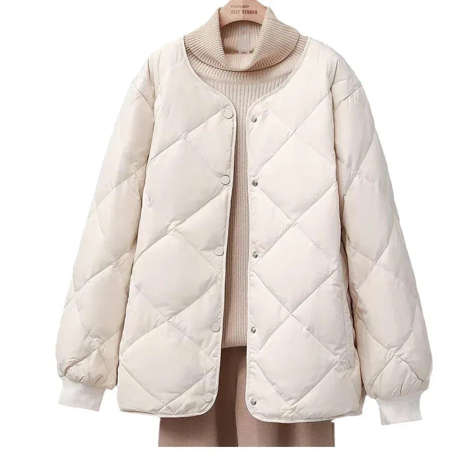 Rhombus Down Jacket Women's Short Coat - DanaFashionstore