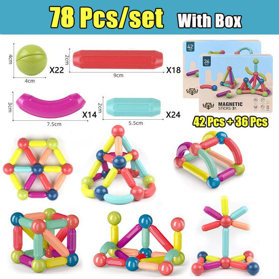 Big Size DIY Magnetic Construction Set Early Learning Constructor Variety Magnetic Rod Building Blocks For Children Toys Gift $101.70 Dana Fashion Color: 78PCS Toys & Hobbies Overview: 1. The magnetic construction toy set can be used for open creative gam