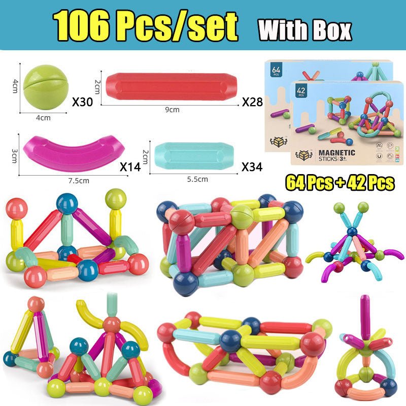 Big Size DIY Magnetic Construction Set Early Learning Constructor Variety Magnetic Rod Building Blocks For Children Toys Gift $119.81 Dana Fashion Color: 106PCS Toys & Hobbies Overview: 1. The magnetic construction toy set can be used for open creative ga