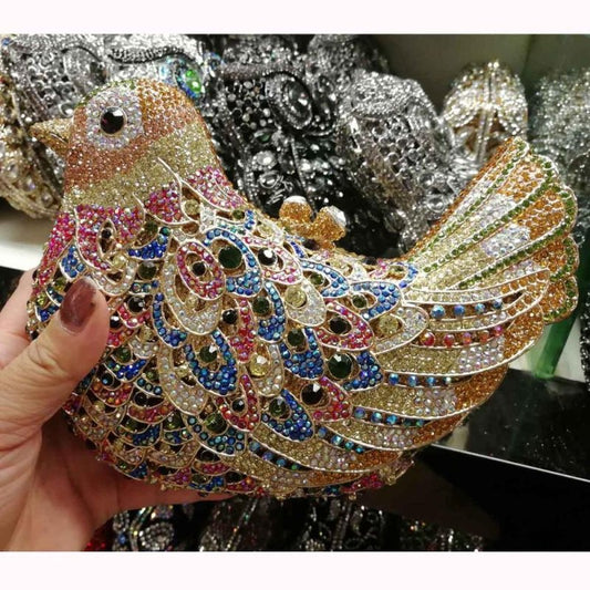 Bird And Peace Dove Animal Jewel Pack Rhinestone Dinner Bag $153.99 Dana Fashion Color: 10color Women's Bags Product information: Product Category: Dinner Bag Material: Alloy, Rhinestone Lining texture: synthetic leather Bag trend style: gem bag Opening m