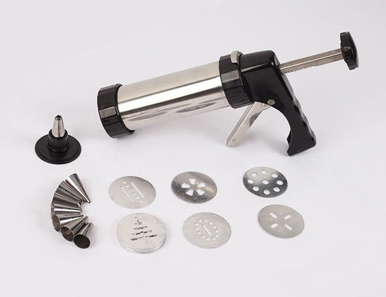 Biscuit Press Biscuit Machine $45.39 Dana Fashion style: Biscuit machine Dana's Kitchen Overview: Purpose: Bake cookies and decorate cakes Stainless steel cookie gun 1.100g butter, 130g low gluten flour, 50g white sugar without milk and other, other recip