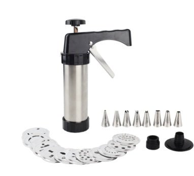 Biscuit Press Biscuit Machine $45.39 Dana Fashion style: Biscuit machine Dana's Kitchen Overview: Purpose: Bake cookies and decorate cakes Stainless steel cookie gun 1.100g butter, 130g low gluten flour, 50g white sugar without milk and other, other recip