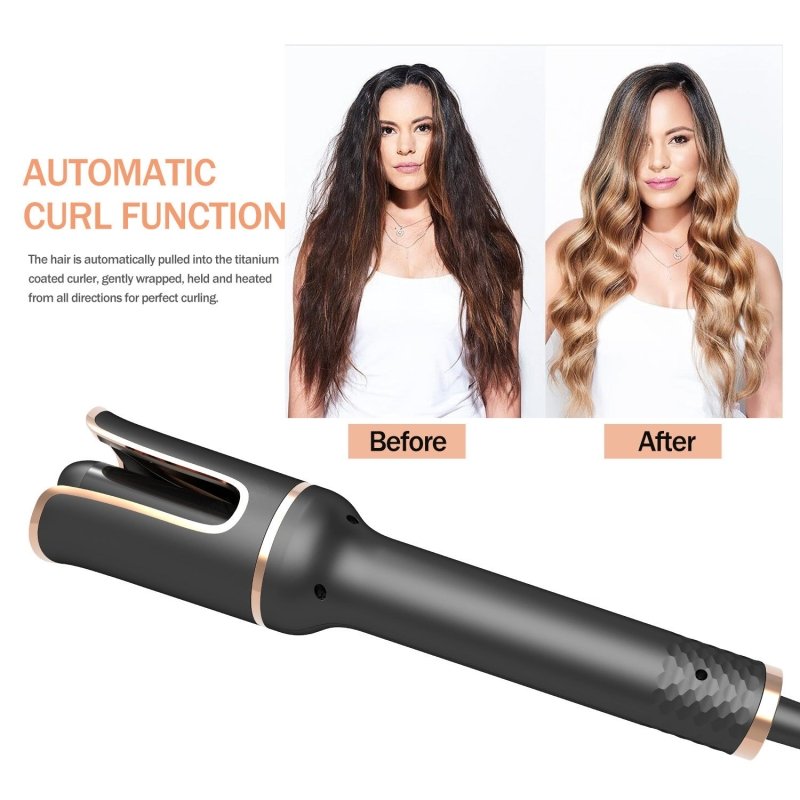 Black Automatic Spiral Electric Curling Iron Negative Ion $45.99 Dana Fashion Color: Black Electrical outlet: EU Beauty Tools Product information: Product category: curling iron Thermal conductor material: tourmaline ceramic Temperature control adjustment