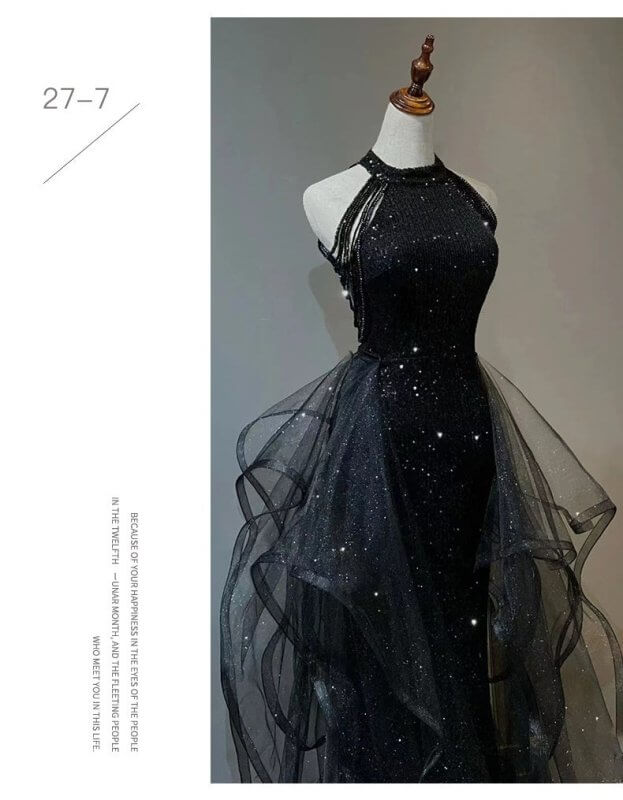Black Evening Dress For Women $119.50 Dana Fashion Color: Black Size: L Women's clothing Product information: Color: Black Main fabric composition: Polyester Fiber Waist type: high waist Size: XS,S,M,L,XL,XXL Skirt length: long skirt Sleeve length: sleeve