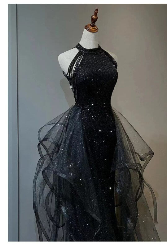 Black Evening Dress For Women $119.50 Dana Fashion Color: Black Size: L Women's clothing Product information: Color: Black Main fabric composition: Polyester Fiber Waist type: high waist Size: XS,S,M,L,XL,XXL Skirt length: long skirt Sleeve length: sleeve