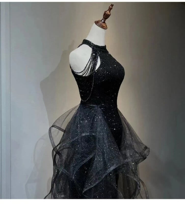 Black Evening Dress For Women $119.50 Dana Fashion Color: Black Size: L Women's clothing Product information: Color: Black Main fabric composition: Polyester Fiber Waist type: high waist Size: XS,S,M,L,XL,XXL Skirt length: long skirt Sleeve length: sleeve
