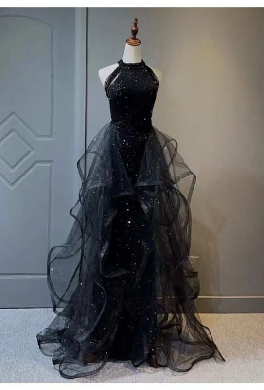 Black Evening Dress For Women $119.50 Dana Fashion Color: Black Size: L Women's clothing Product information: Color: Black Main fabric composition: Polyester Fiber Waist type: high waist Size: XS,S,M,L,XL,XXL Skirt length: long skirt Sleeve length: sleeve