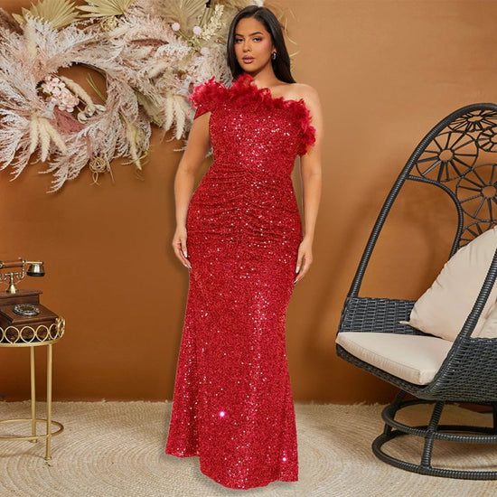 Black Paillette Feather Stitching Sequin Sexy Evening Dress Women $58.86 Dana Fashion Color: Black Size: L Women's clothing معلومات المنتج: النمط: لون سادة نوع التنورة: تنورة الورك اللون: أسود، أرجواني، أحمر نوع الخصر: خصر متوسط ​​المقاس: S، M، L، XL، XXL