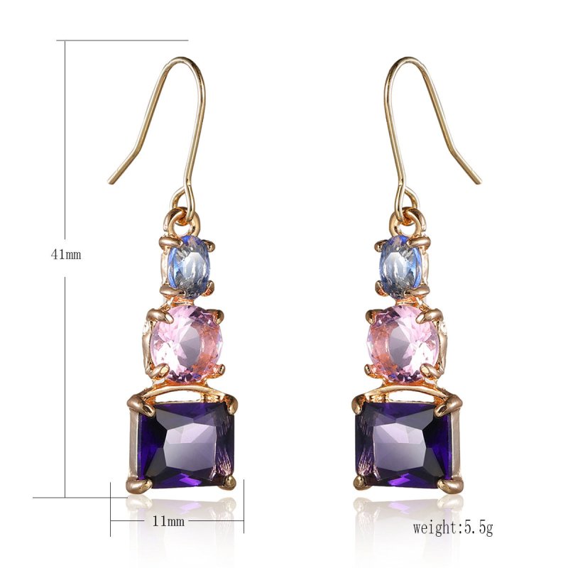 Blue Mixed Color Amethyst Topaz Earrings $20.13 Dana Fashion Color: Light Blue Pink Purple Women's Accessories Product information: Treatment Process: Electroplating Color: light blue pink purple Applicable population: Female Material: Copper Shape: Geome