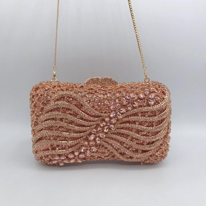 Bow Ribbon Diamond Evening Bag Hollow Rhinestone Banquet European And American Clutch $159.00 Dana Fashion Color: Champagne Women's Bags Product information: Fabric texture: synthetic leather Pattern: solid color Applicable scenario: Banquet Color: Champa