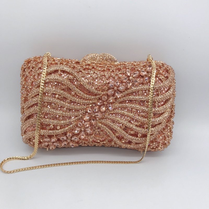 Bow Ribbon Diamond Evening Bag Hollow Rhinestone Banquet European And American Clutch $159.00 Dana Fashion Color: Champagne Women's Bags Product information: Fabric texture: synthetic leather Pattern: solid color Applicable scenario: Banquet Color: Champa