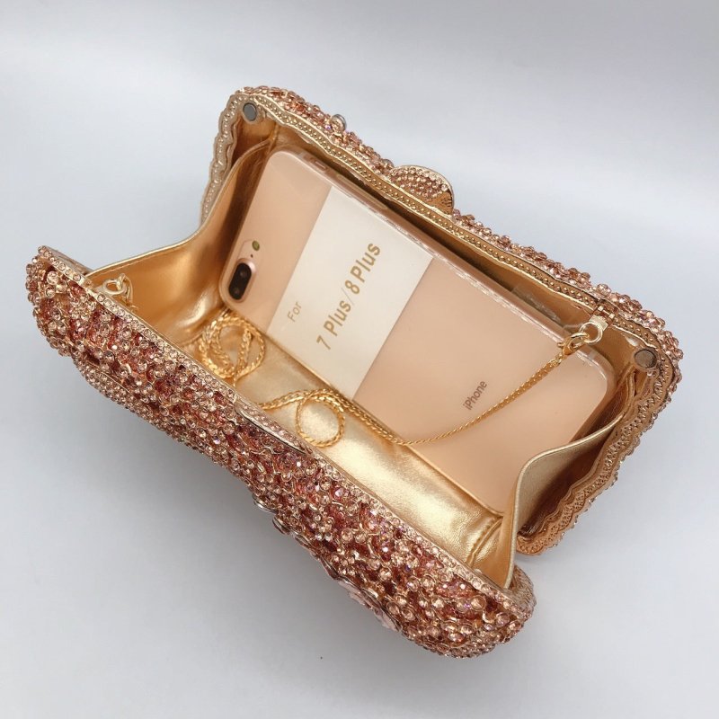 Bow Ribbon Diamond Evening Bag Hollow Rhinestone Banquet European And American Clutch $159.00 Dana Fashion Color: Champagne Women's Bags Product information: Fabric texture: synthetic leather Pattern: solid color Applicable scenario: Banquet Color: Champa