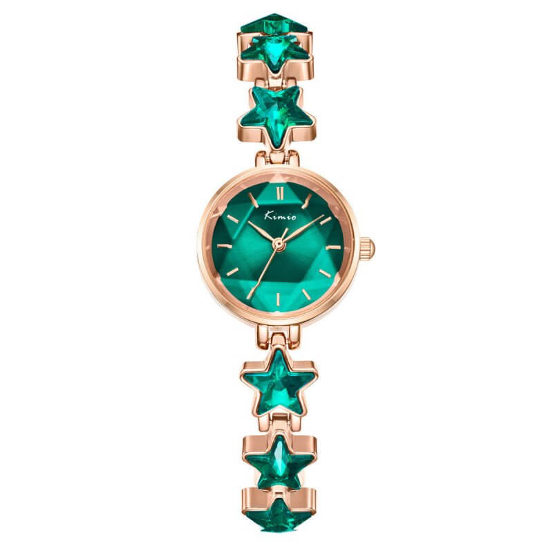 Bracelet Watch Ladies Stretch Buckle Light Luxury Rose Gold Quartz $95.50 Dana Fashion Color: Green Women's Accessories Product information: Special function: decoration Display type: pointer Applicable people: female Style: Korean Waterproof: Yes Waterpr