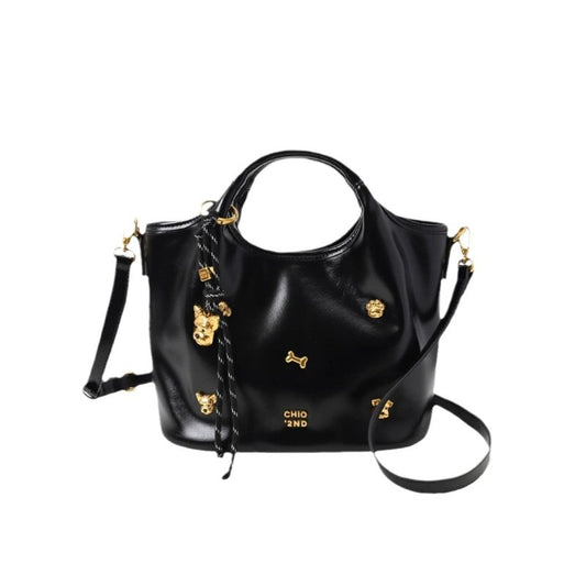 Bread Puppy Tote Bag Women's Portable Shoulder Messenger Bag $74.86 Dana Fashion Color: Black Baby & Mother Product information: Lining texture: Polyester Color: Black Hardness: medium and soft Material: PU Suitcase shape: square vertical model Number of