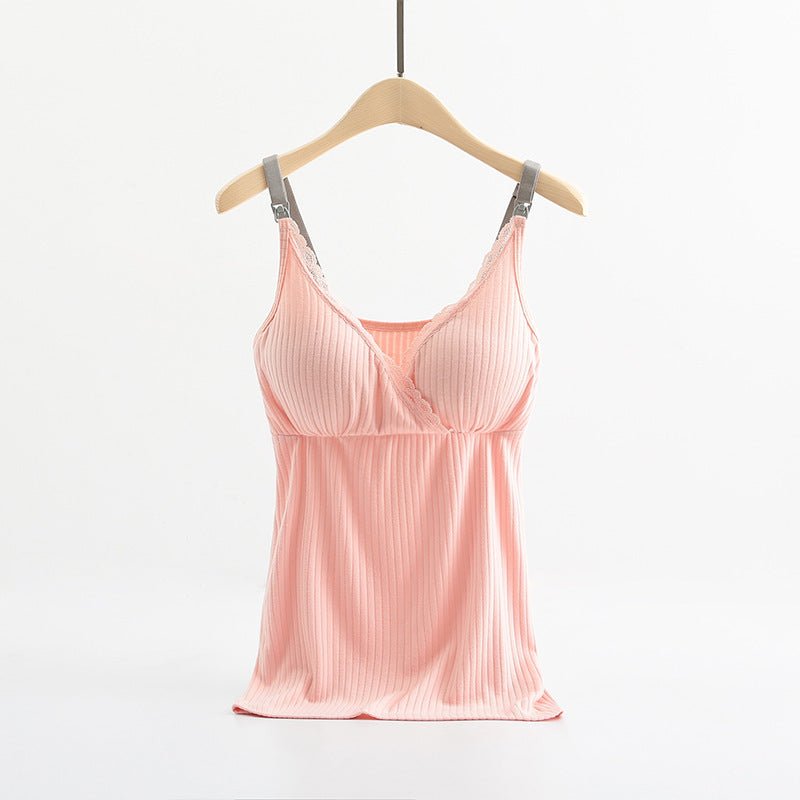 Breast feeding vest with cross elastic bra $19.41 Dana Fashion Color: Pink Size: 3XL Baby & Mother Fabric name: Modal Main fabric composition: cotton Main fabric ingredient content 95 (%) Product category camisole 1. Asian sizes are 1 to 2 sizes smaller t