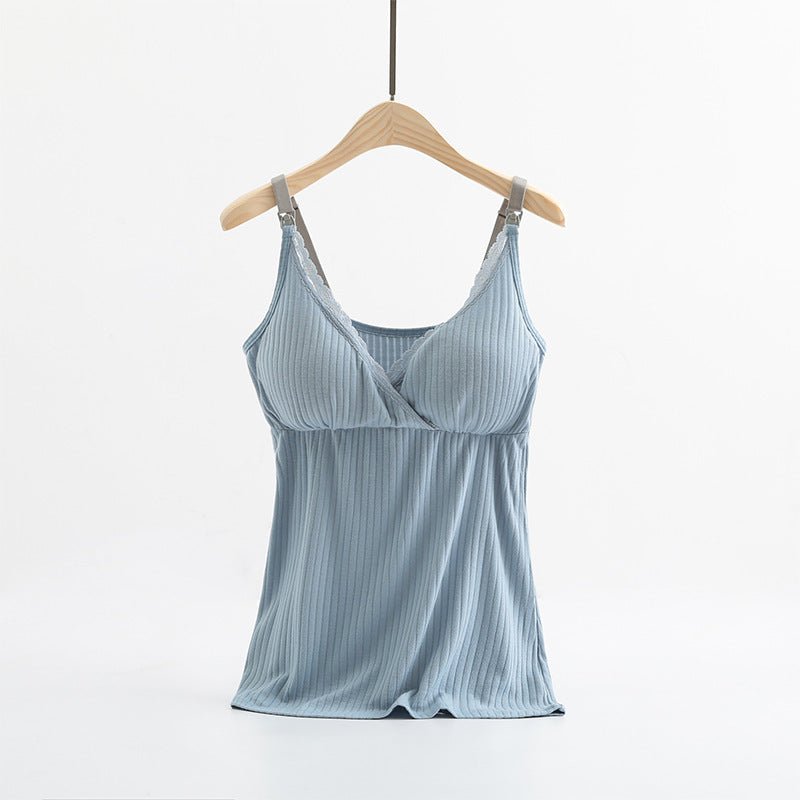 Breast feeding vest with cross elastic bra $19.41 Dana Fashion Color: Blue Size: 3XL Baby & Mother Fabric name: Modal Main fabric composition: cotton Main fabric ingredient content 95 (%) Product category camisole 1. Asian sizes are 1 to 2 sizes smaller t