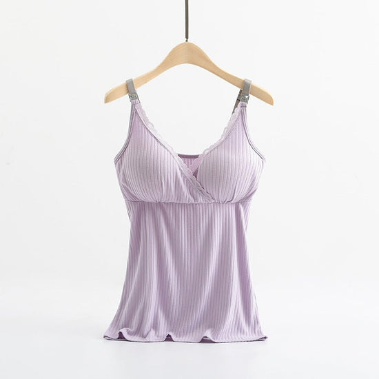Breast feeding vest with cross elastic bra $19.41 Dana Fashion Color: Purple Size: 3XL Baby & Mother Fabric name: Modal Main fabric composition: cotton Main fabric ingredient content 95 (%) Product category camisole 1. Asian sizes are 1 to 2 sizes smaller