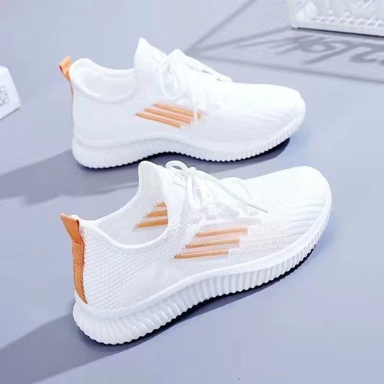 Breathable Casual Shoes Korean Sports Mesh Surface Soft Bottom Flyknit $23.50 Dana Fashion Color: C18 Orange Size: 36 Women's shoes Product information: Pattern: solid color Applicable sports: Hiking Lining material: Cotton Color: C18 orange, C18 Green, C