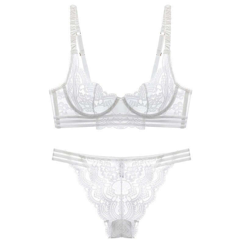Breathable lace underwear $49.50 Dana Fashion Color: White Size: 70B Women's clothing [Style] Thin and light lace cover [Cup] 3/4 cup [Steel ring] there are steel rings [Insert] No socket, no insert [Thickness] Thin Cup [Snap] 3 rows and 4 buckles [Should