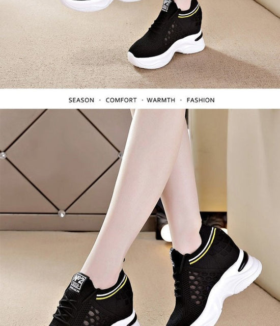 Breathable Slimming Height Increasing Insole Women's Shoes Casual Sneaker Women $39.99 Dana Fashion Color: 123 Black Size: 35 Women's shoes Product information: Pattern: solid color Applicable sports: Universal Lining material: Flyknit Color: 123 White, 1