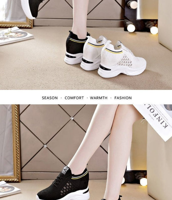 Breathable Slimming Height Increasing Insole Women's Shoes Casual Sneaker Women $39.99 Dana Fashion Color: 123 Black Size: 35 Women's shoes Product information: Pattern: solid color Applicable sports: Universal Lining material: Flyknit Color: 123 White, 1