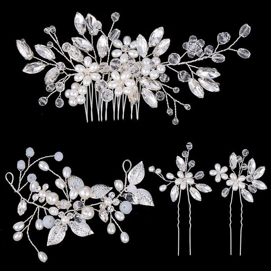 Bridal Wedding Handmade Pearl Crystal Hair Comb $25.72 Dana Fashion Color: Silver 4pcs set Women's Accessories Product information: Color: gold 5 in one group, silver 5 in one group, Green 5 in one group, Blue 5 in one group, Red 5 in one group, silver TS