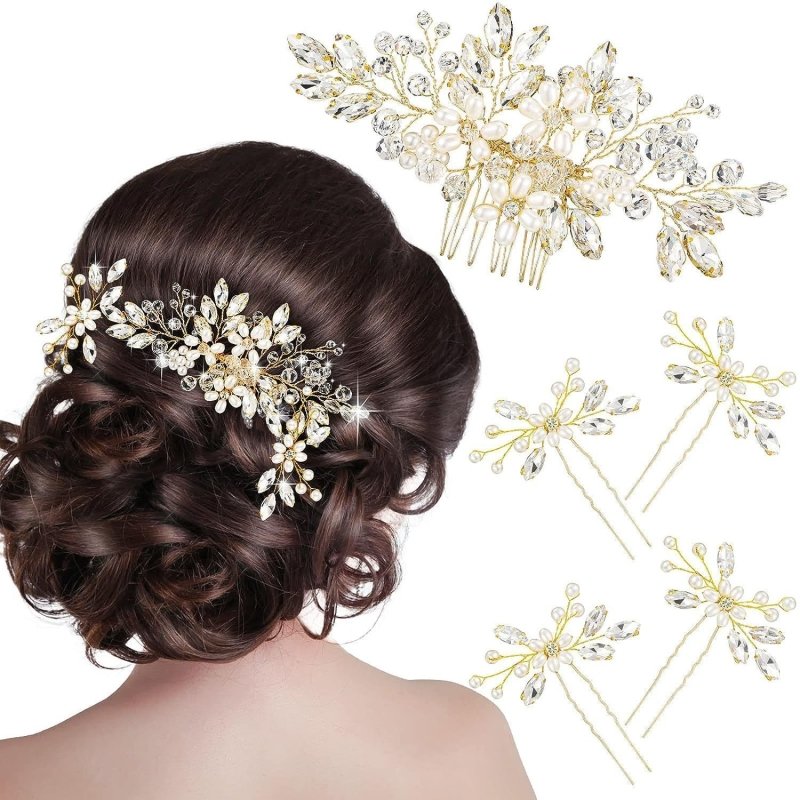 Bridal Wedding Handmade Pearl Crystal Hair Comb $25.72 Dana Fashion Color: Blue 5pcs set Women's Accessories Product information: Color: gold 5 in one group, silver 5 in one group, Green 5 in one group, Blue 5 in one group, Red 5 in one group, silver TS v