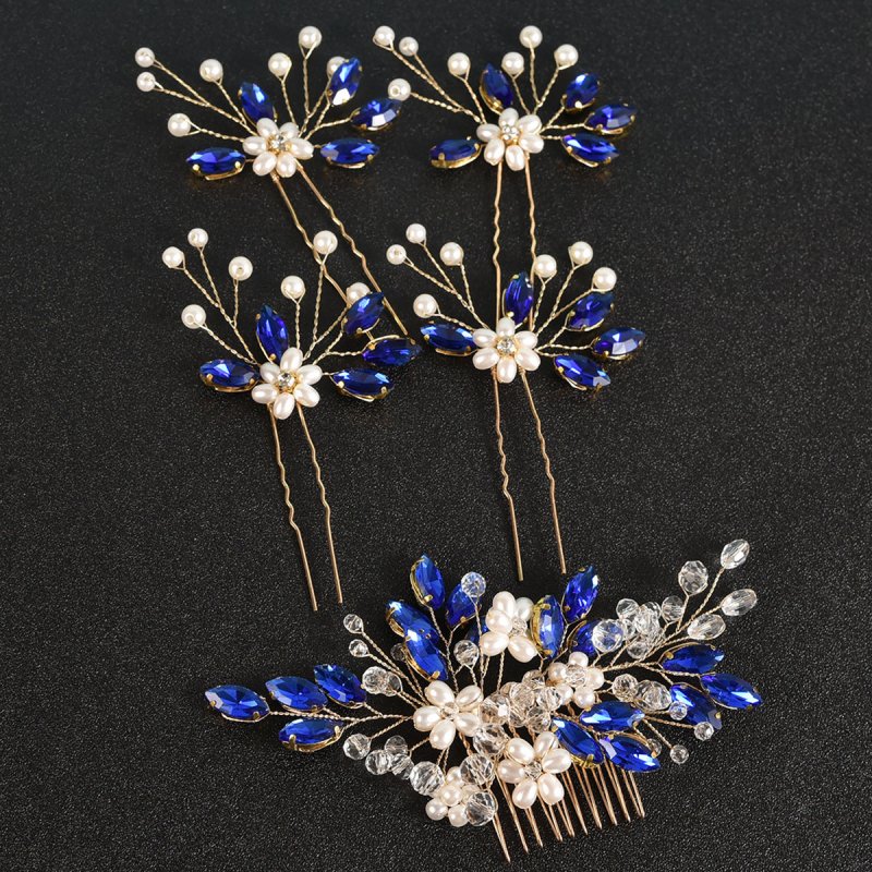 Bridal Wedding Handmade Pearl Crystal Hair Comb $25.72 Dana Fashion Color: Blue 5pcs set Women's Accessories Product information: Color: gold 5 in one group, silver 5 in one group, Green 5 in one group, Blue 5 in one group, Red 5 in one group, silver TS v