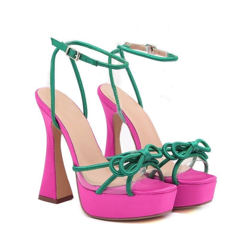 Bright Color-blocking Bow Thick-soled Buckle Chunky High Heels $49.99 Dana Fashion Color: Rose Red Green Size: 35 Women's clothing معلومات المنتج: مادة البطانة: بولي يوريثين شكل حامل أصابع القدم: رأس مربع اللون: وردي/أخضر مادة الجزء العلوي من الحذاء: بولي