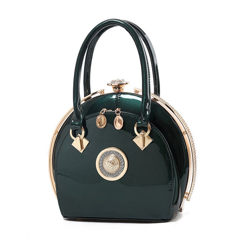 Bright leather high-end handbags noble fashion trend $79.00 Dana Fashion Color: Dark green Women's Bags Style: Korean Style; women's handbag Fabric texture; PU Lining texture; polyester cotton Bag shape; shell type Trendy styles of luggage; lock bag Openi