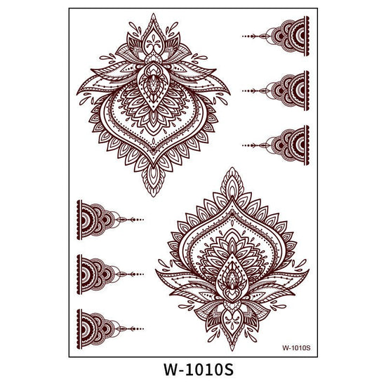 Brown Red Indian Hannah Waterproof Lace Tattoo Sticker $8.00 Dana Fashion Pattern: W1010S Size: 208x148mm Women's Accessories Product information: Pattern: W-0846S,W-0847S,W-0848S,W-0849S,W-0850S,W-0851S,W-0852S,W-0853S,W-0854S,W-0737S,W-0738S,W-0739S,W-0