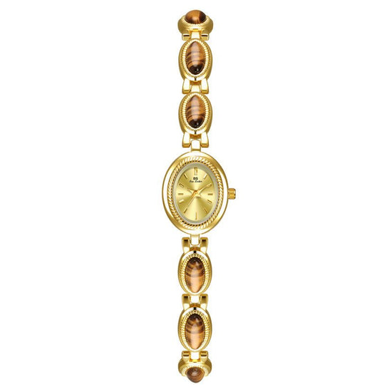 BS Gold Retro Rich Tigereye Chain Watch $25.00 Dana Fashion Color: Tiger Eye Champagne Gold Women's Accessories Product information: Color: Tiger Eye gold white, tiger eye champagne gold Thickness: 7mm Movement type: Quartz Dial diameter: 20*24 Crown type