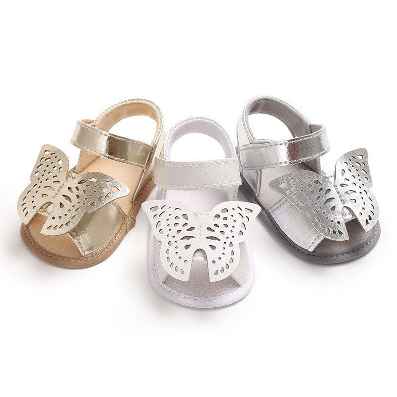 Butterfly baby sandals PU leather baby girls boys Nonslip soft soled Casual Sandals $14.39 Dana Fashion Color: gold size: 11CM Baby & Mother Product Category: Toddler shoes Applicable gender: female Upper material: artificial PU Style: cute Thickness: ord