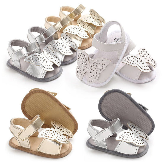 Butterfly baby sandals PU leather baby girls boys Nonslip soft soled Casual Sandals $14.39 Dana Fashion Color: gold size: 11CM Baby & Mother Product Category: Toddler shoes Applicable gender: female Upper material: artificial PU Style: cute Thickness: ord